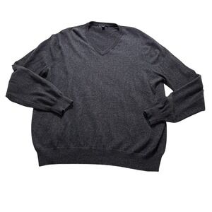 Club Room 100% Cashmere V-Neck Sweater Mens XL Heather Gray Luxury‎ Preppy